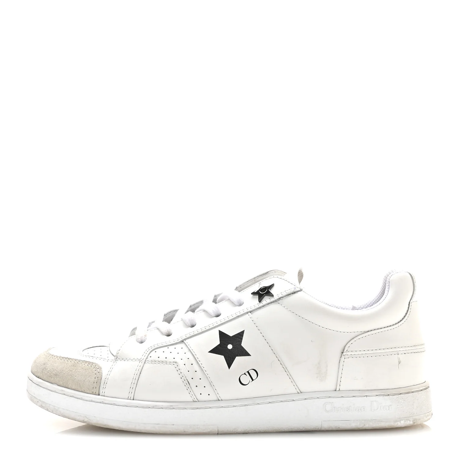 Christian Dior calfskin suede Dior star low top sneakers in white and black