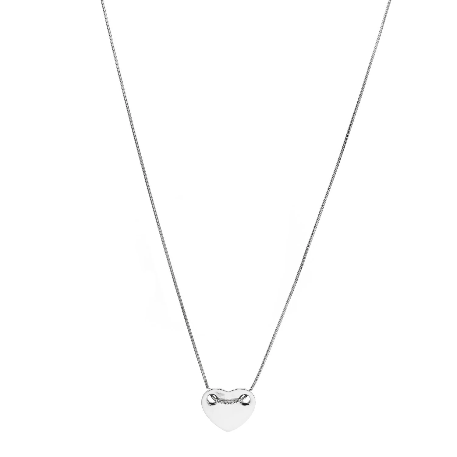 Tiffany Sterling Silver Flat Heart Pendant Necklace