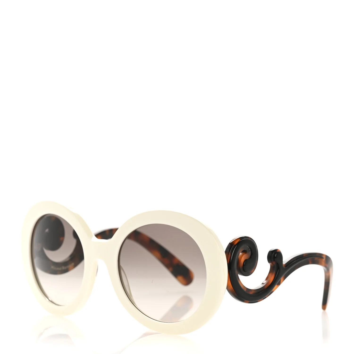 Prada Baroque round sunglasses in ivory tortoise