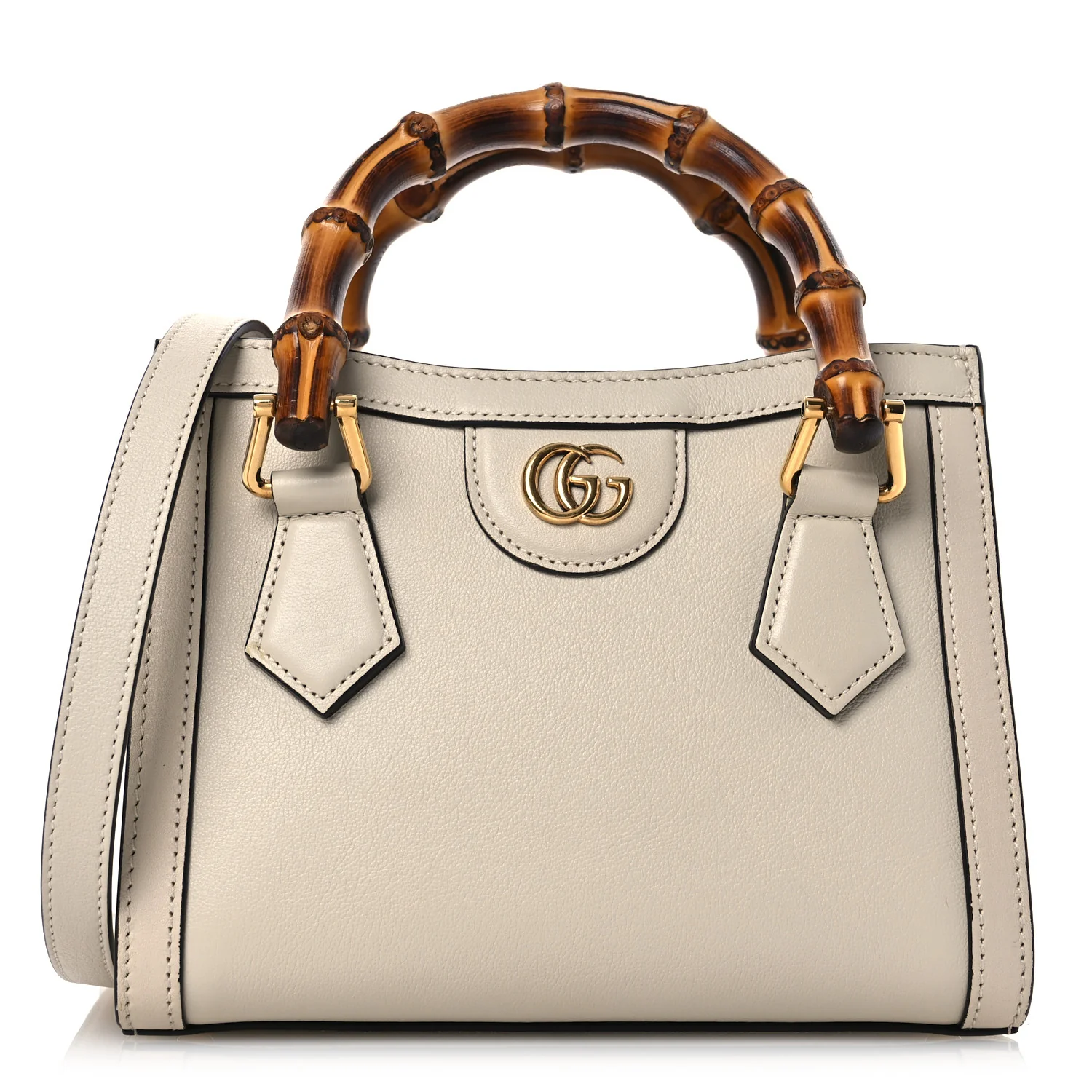 Gucci Mini Diana Tote Bag in Mystic White Wonka Grain Calfskin