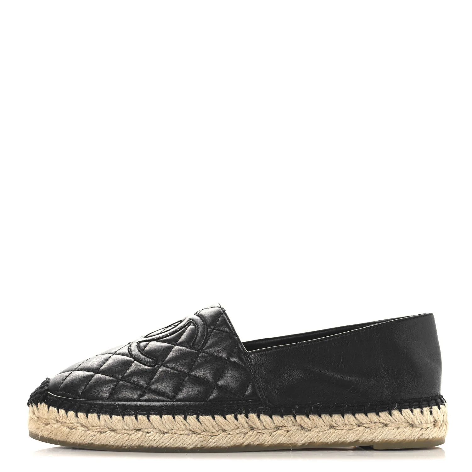 Chanel lambskin quilted CC espadrilles in black