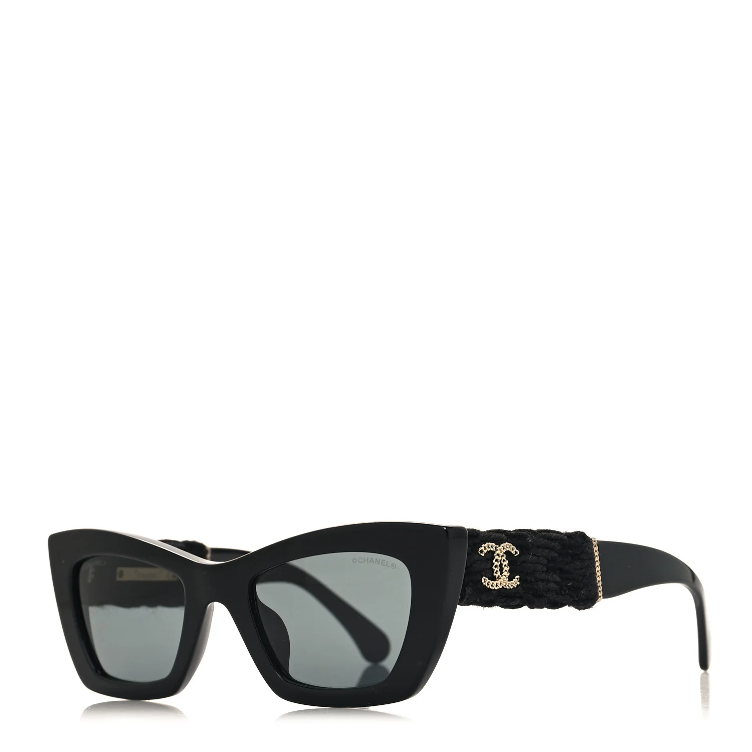 Chanel cat-eye sunglasses with signature tweed detailing