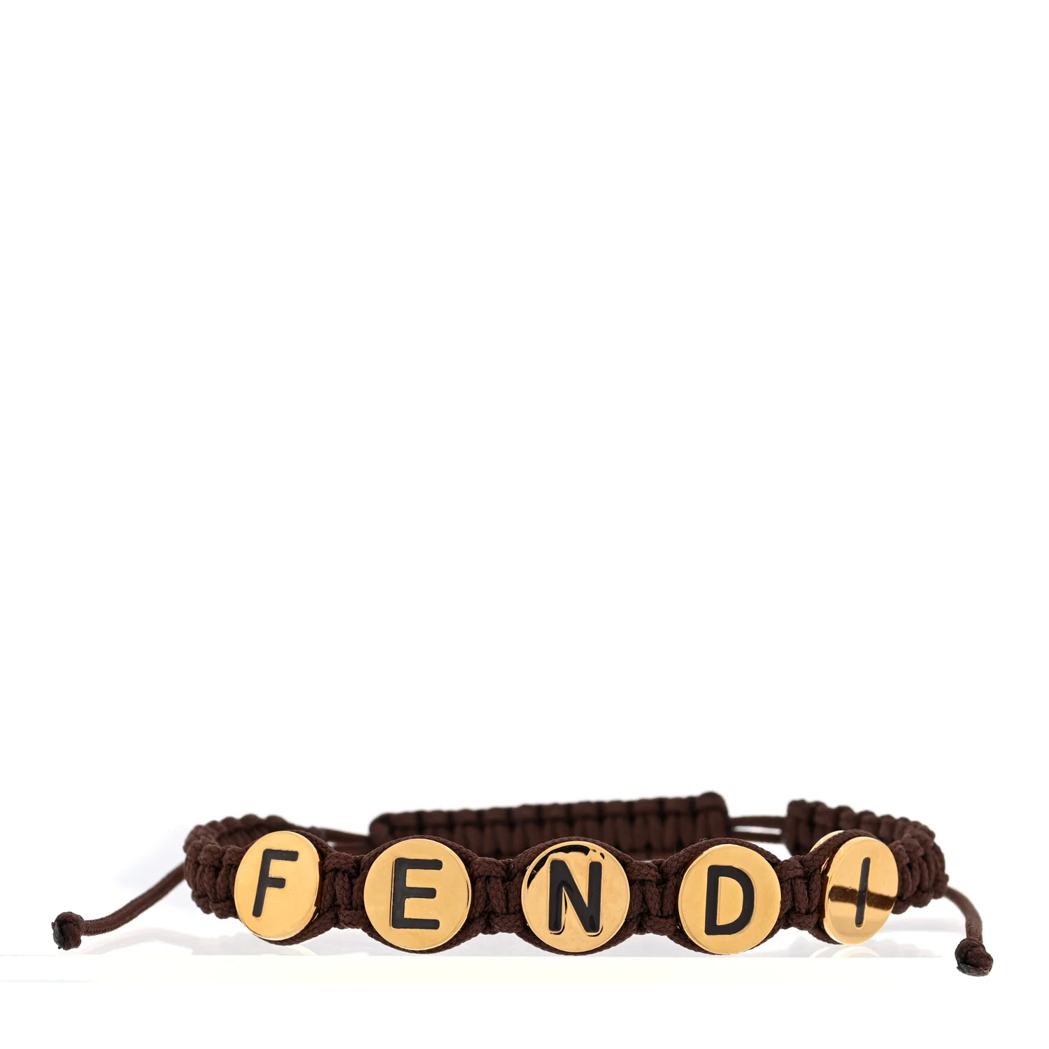 Fendi Fabric Braided Studded Bracelet in Brown