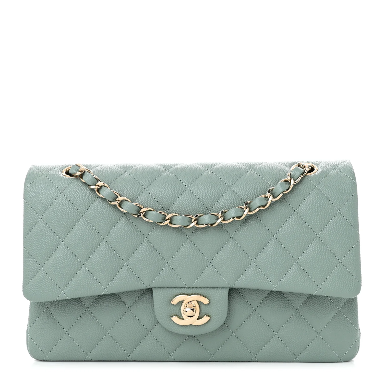 Chanel Medium Double Flap in Light Blue Caviar