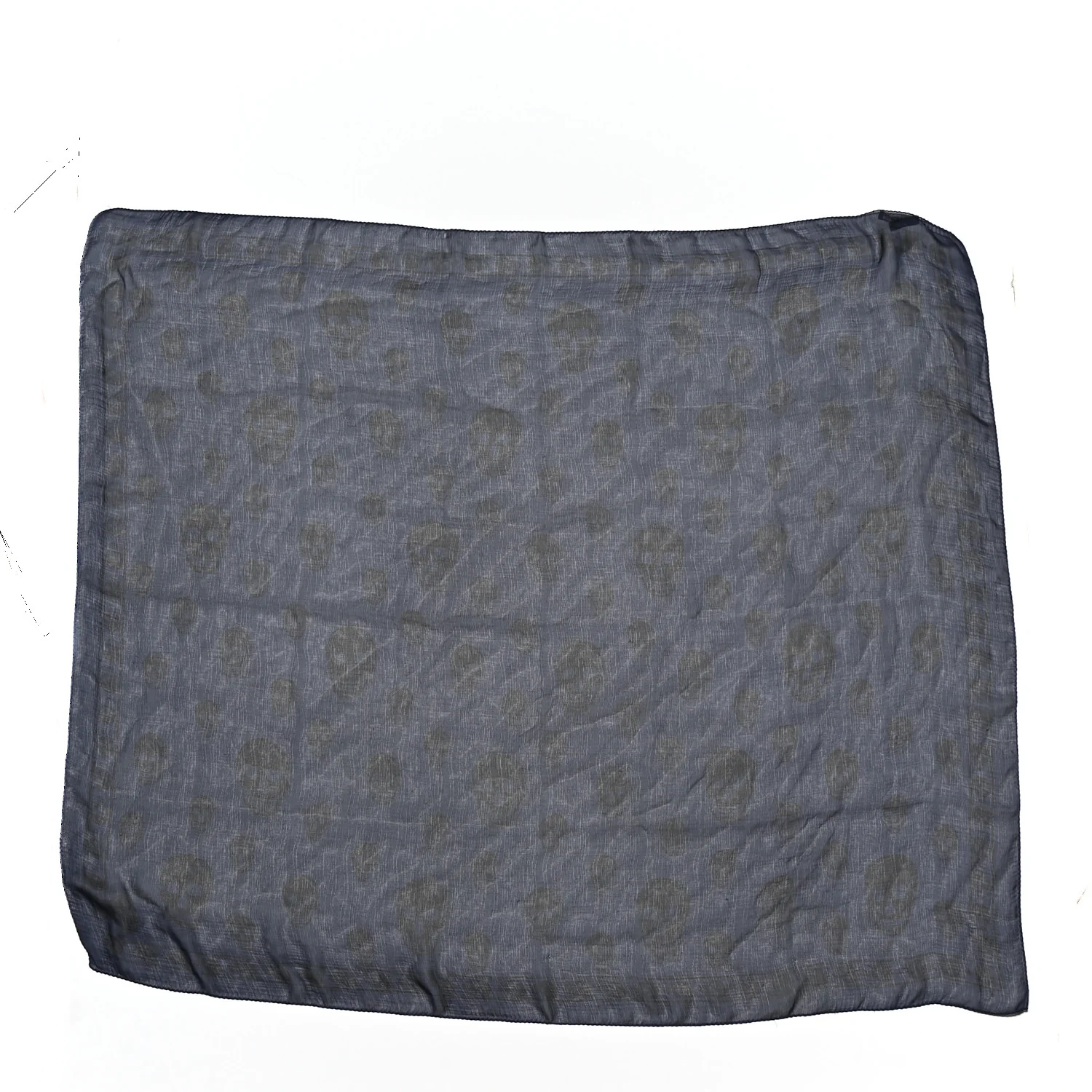 Blue and black Alexander McQueen silk chiffon scarf with skull print