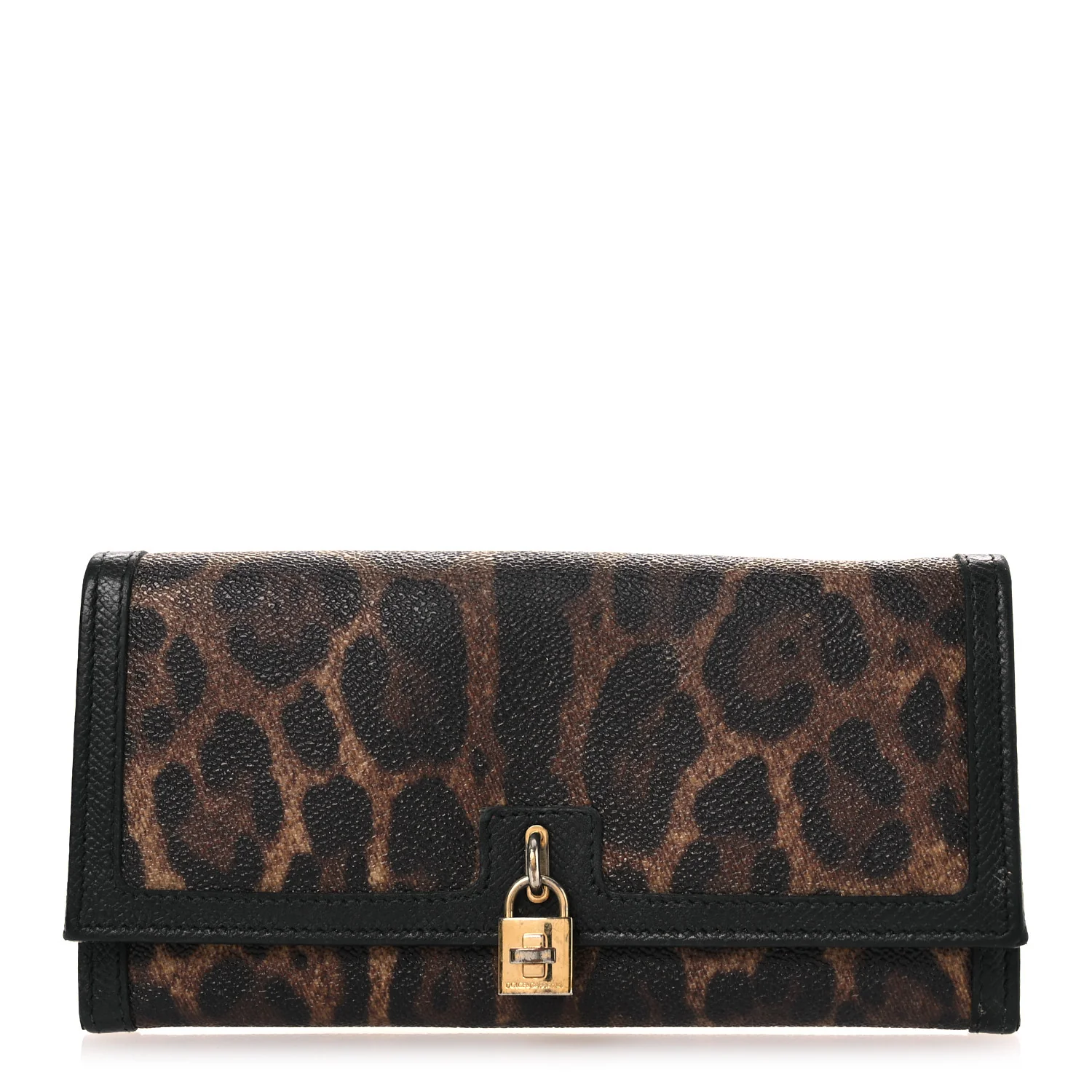 Dolce & Gabbana leopard print continental wallet in brown tones