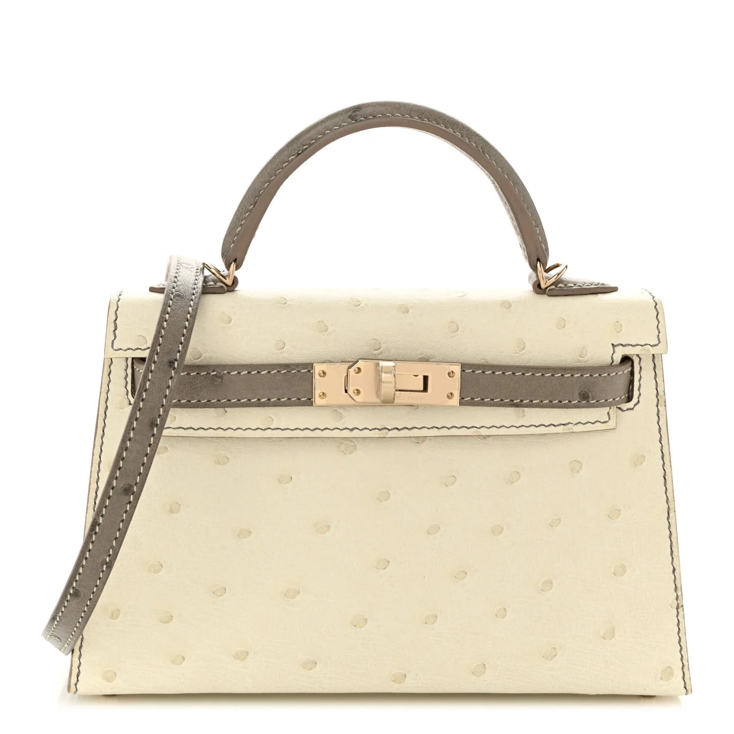 Hermes Ostrich Horseshoe Kelly Sellier Mini 20 in neutral Beton Gris Tourterelle