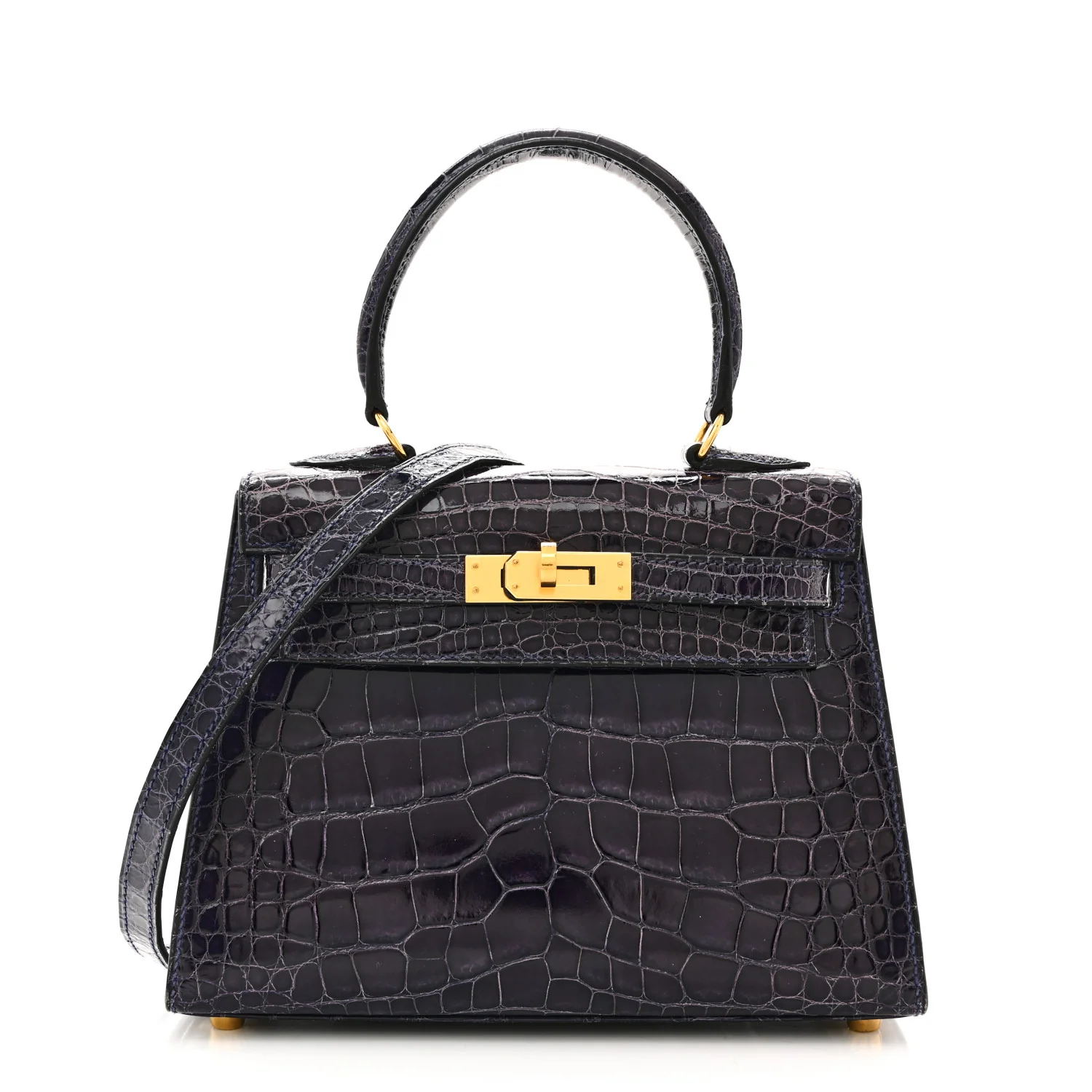 Hermes Shiny Alligator Mini Kelly Sellier 20 in stunning purple Amethyste