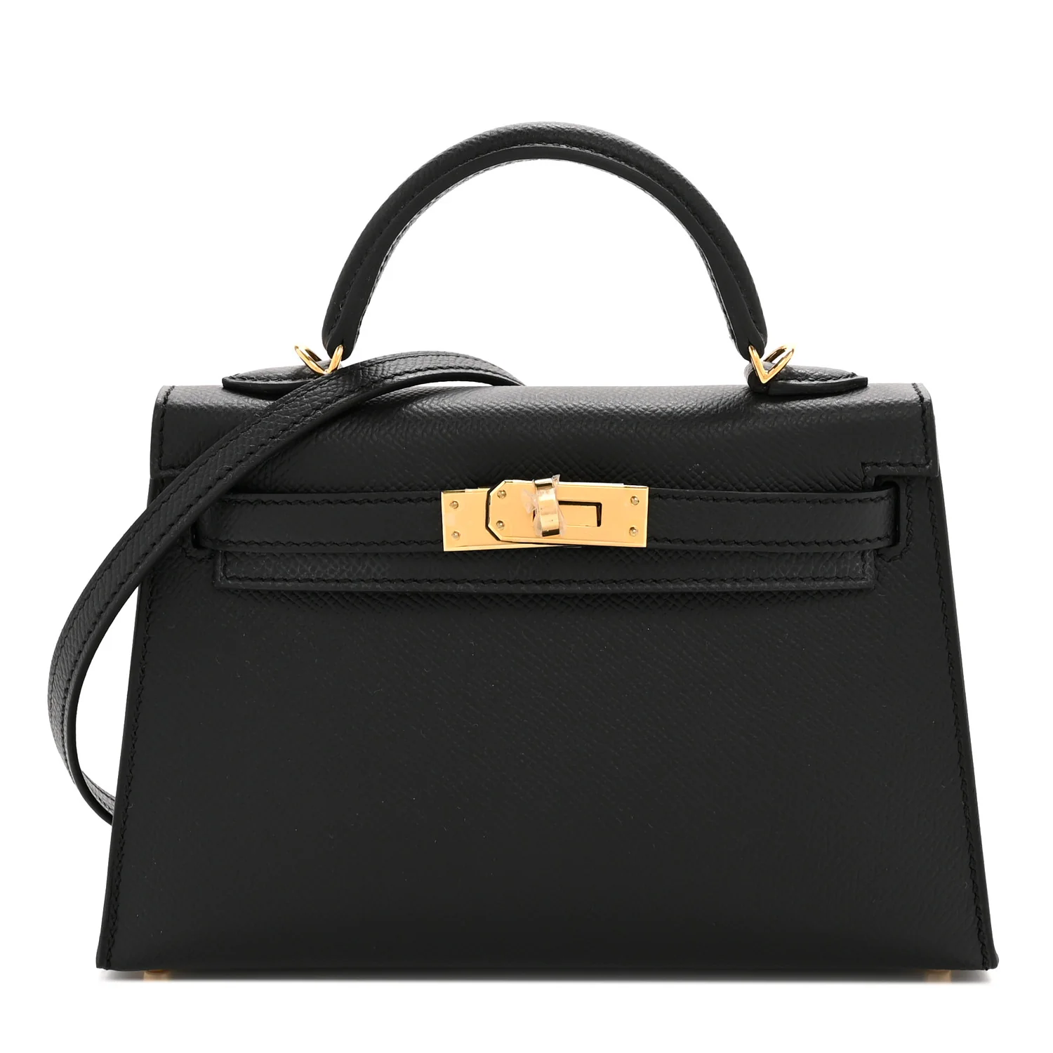 Hermes Epsom Mini Kelly Sellier 20 in timeless black leather