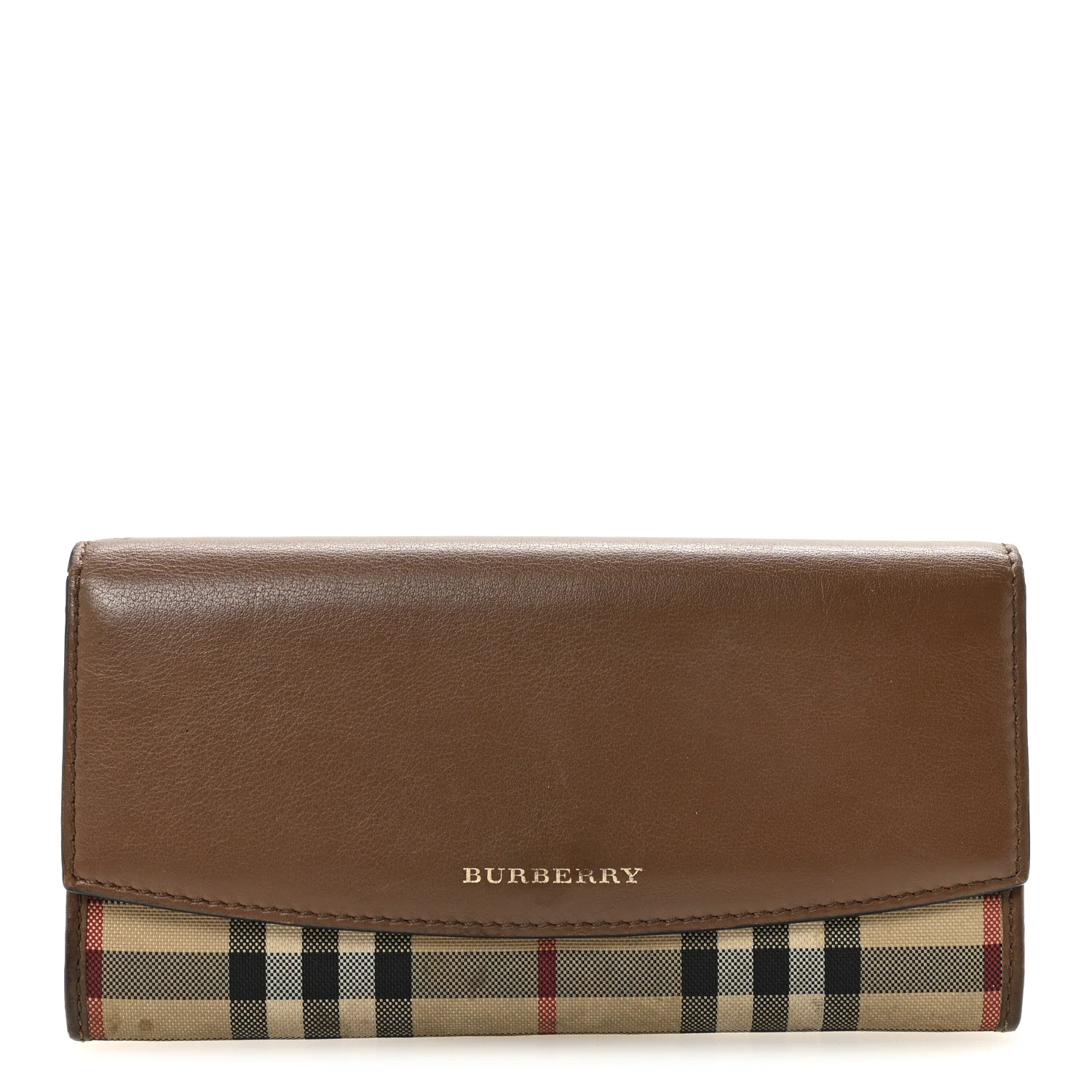 Burberry continental wallet in tan leather with Horseferry check