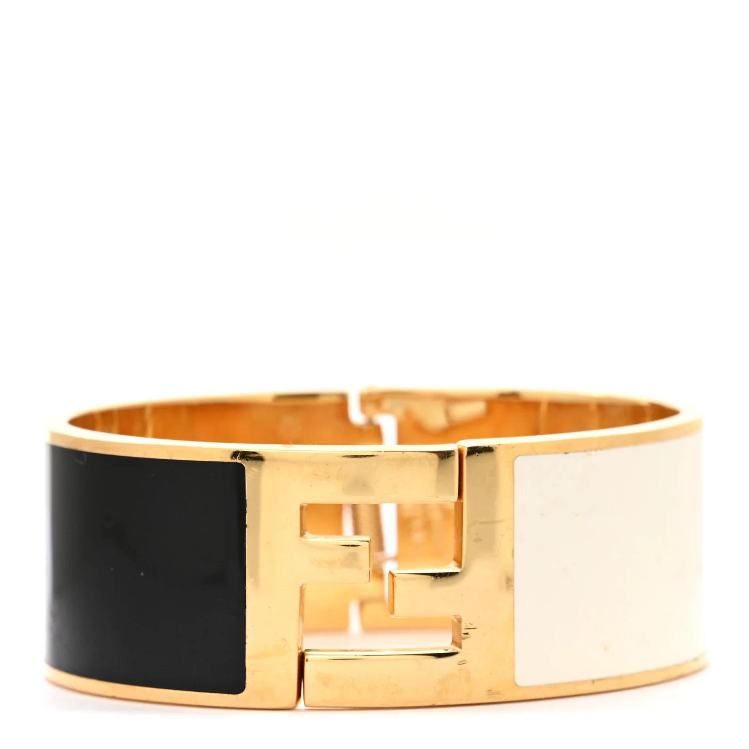 Fendi Fendista enamel bracelet in gold with white and black accents