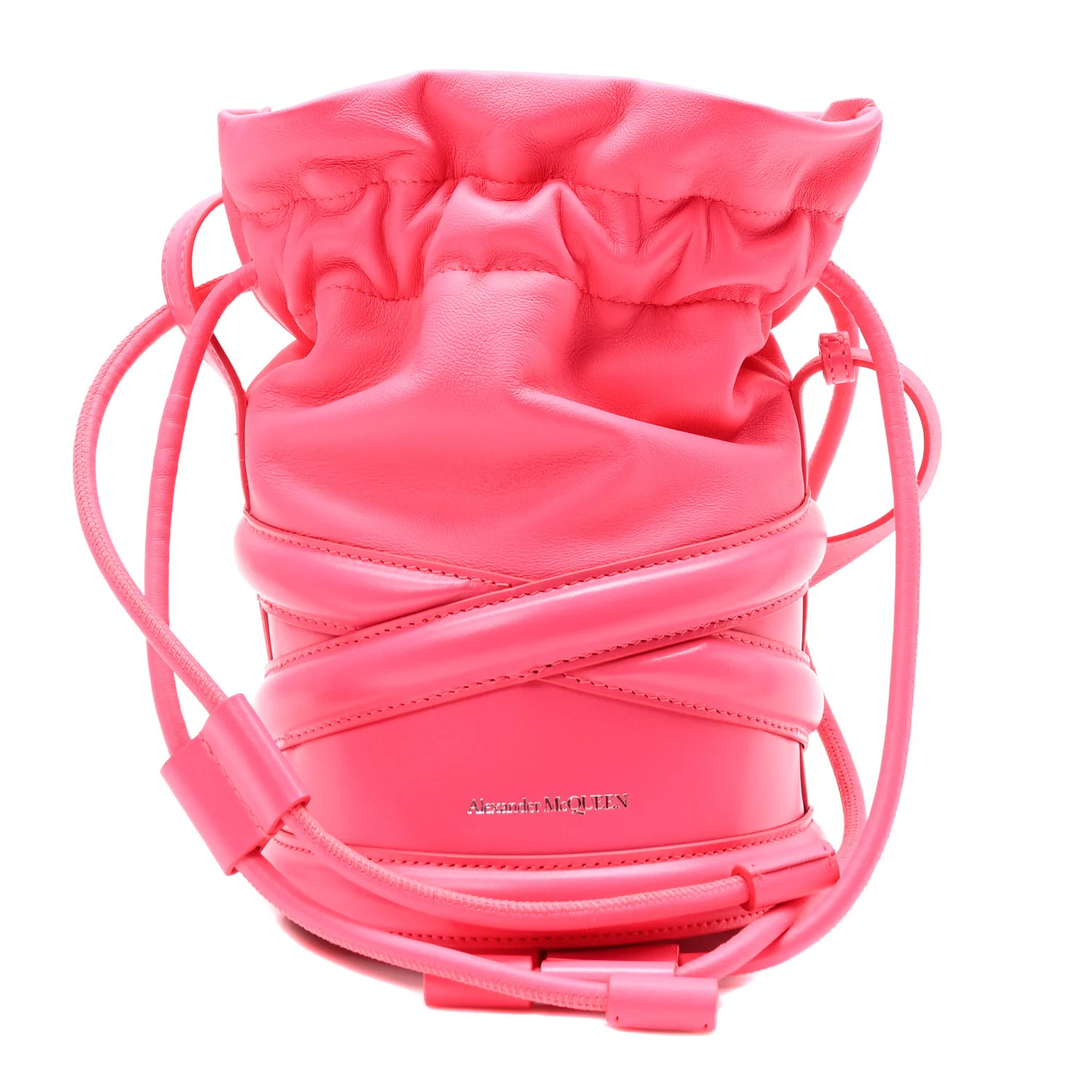 Alexander McQueen neon pink drawstring bag
