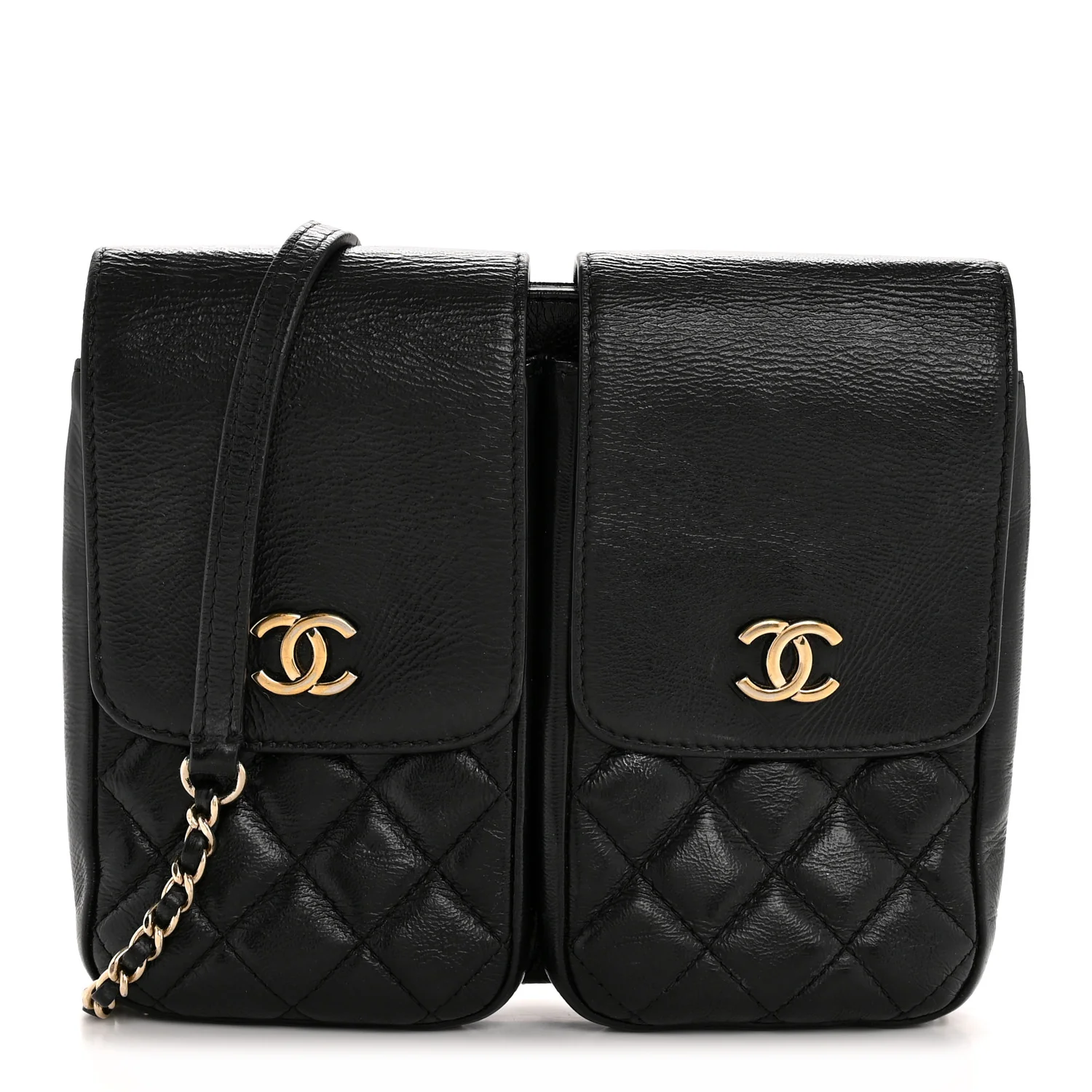 Chanel Glazed Calfskin Double Pocket Crossbody