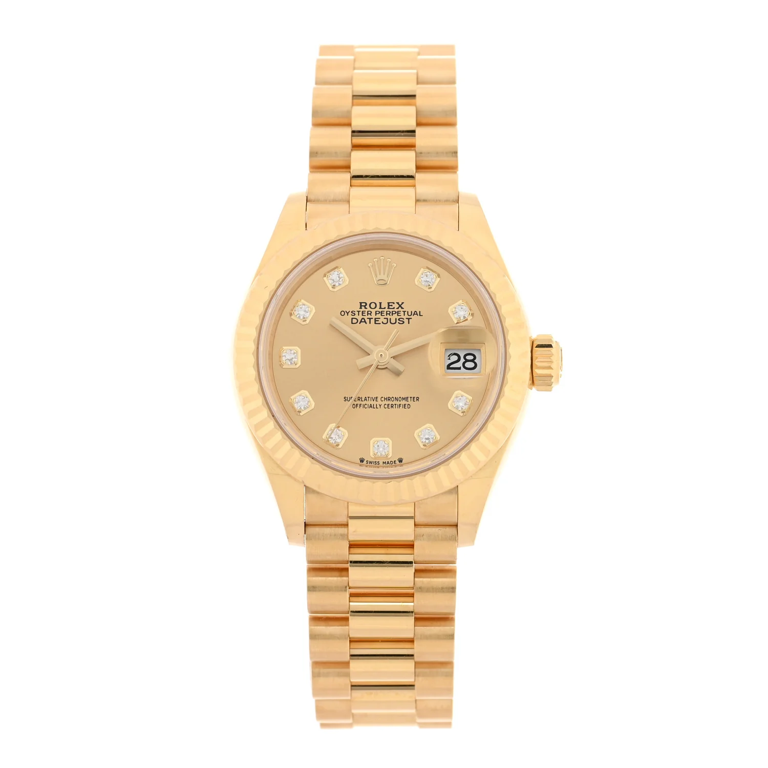 Rolex 18K Yellow Gold Diamond Datejust President Watch