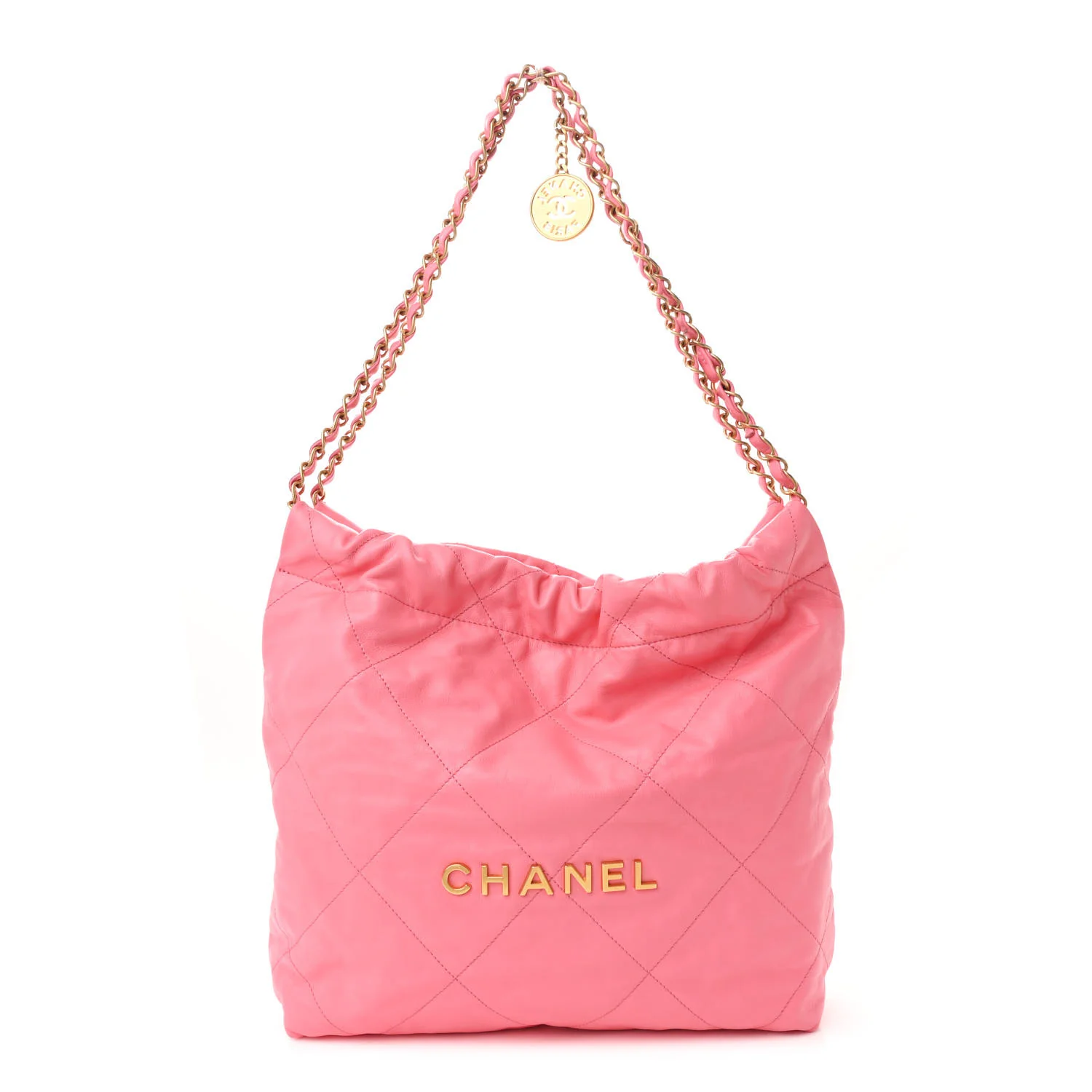 Chanel Small Chanel 22 in Coral Pink Shiny Calfskin