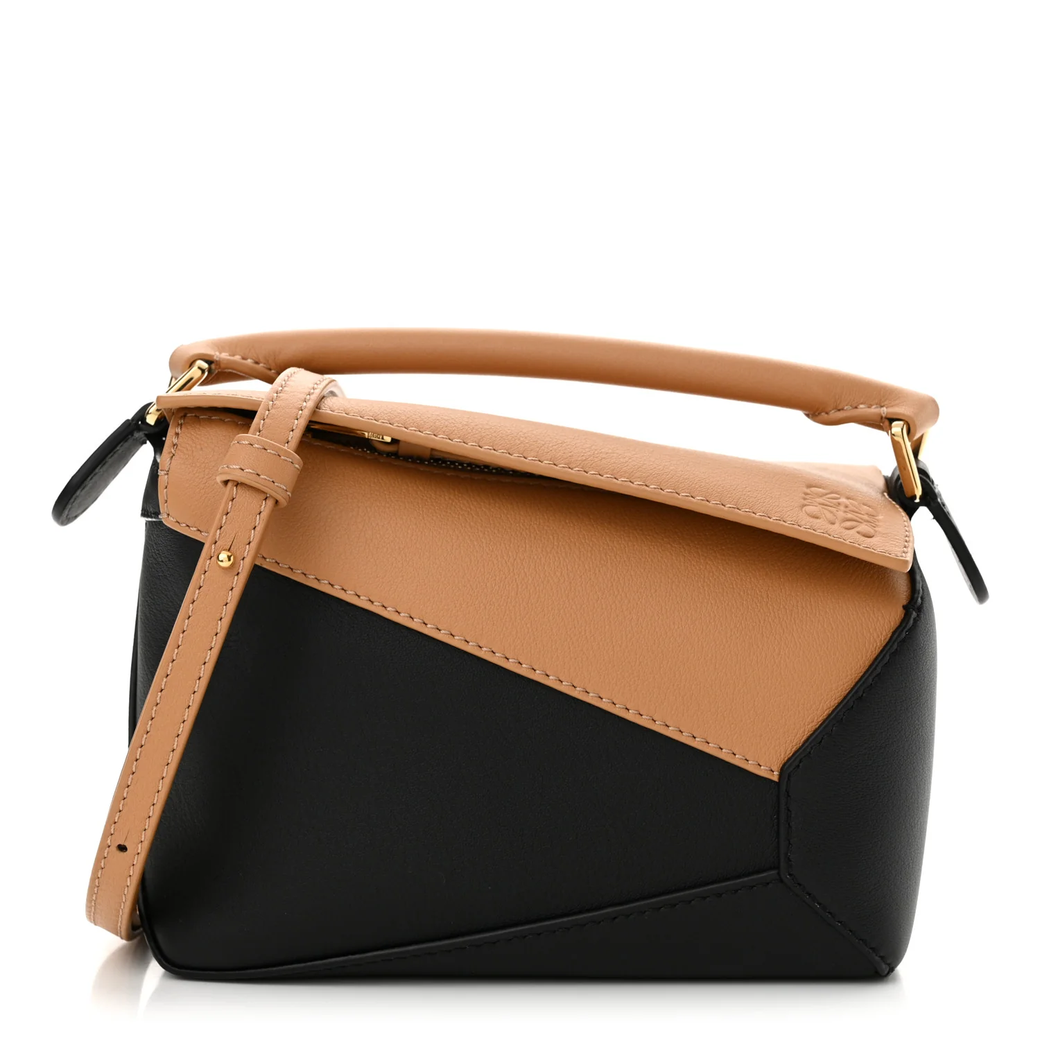 Loewe Mini Puzzle Edge Bag in Warm Desert and Black