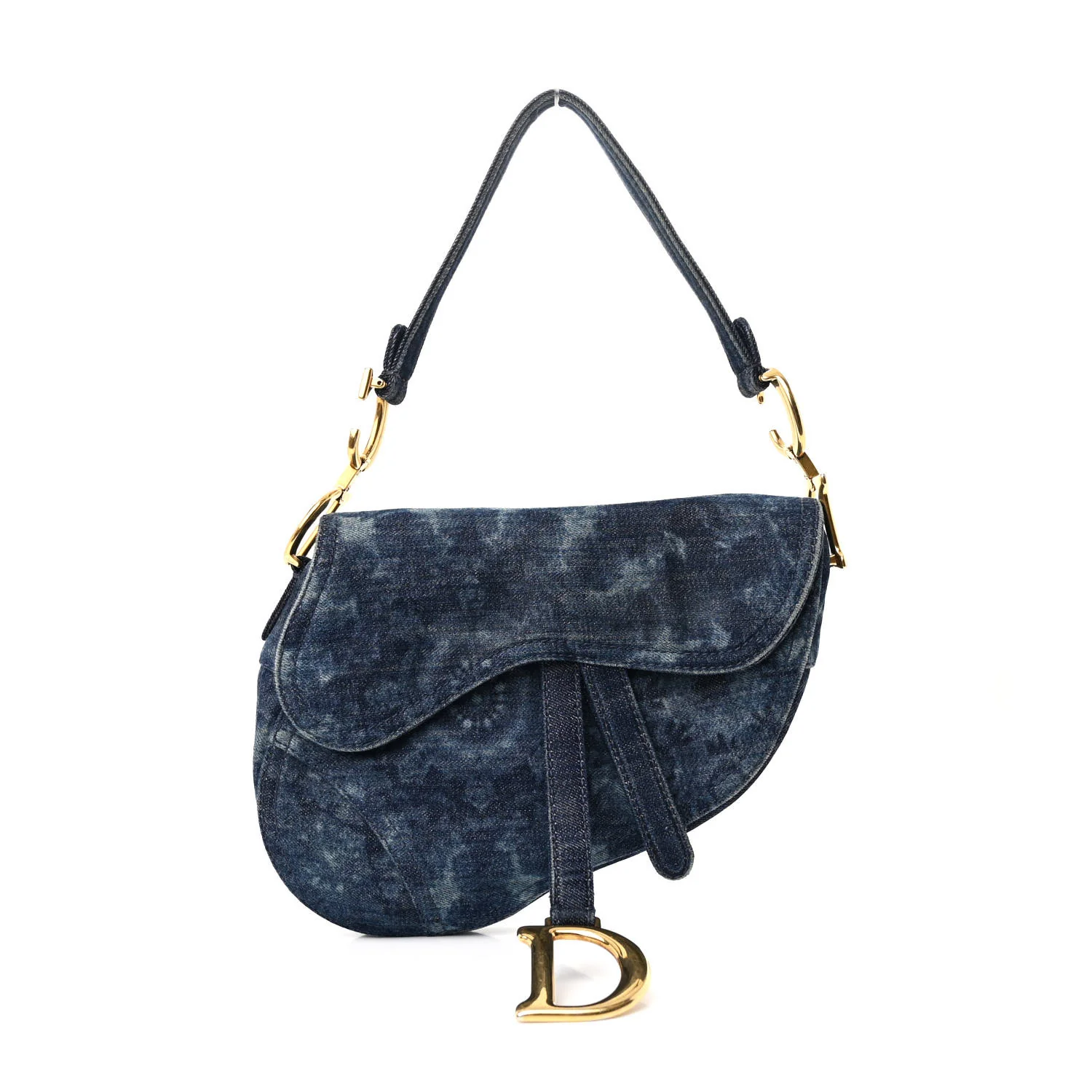 Christian Dior Denim Tie Dye Saddle Bag in Blue
