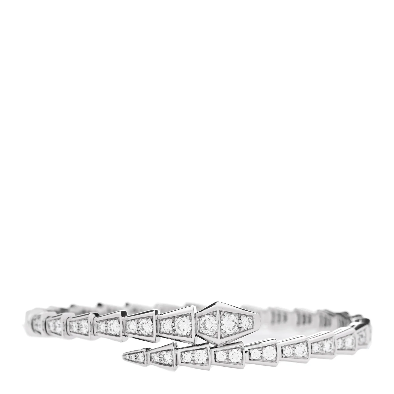 Bulgari 18K White Gold Diamond Serpenti Viper Pave Bracelet