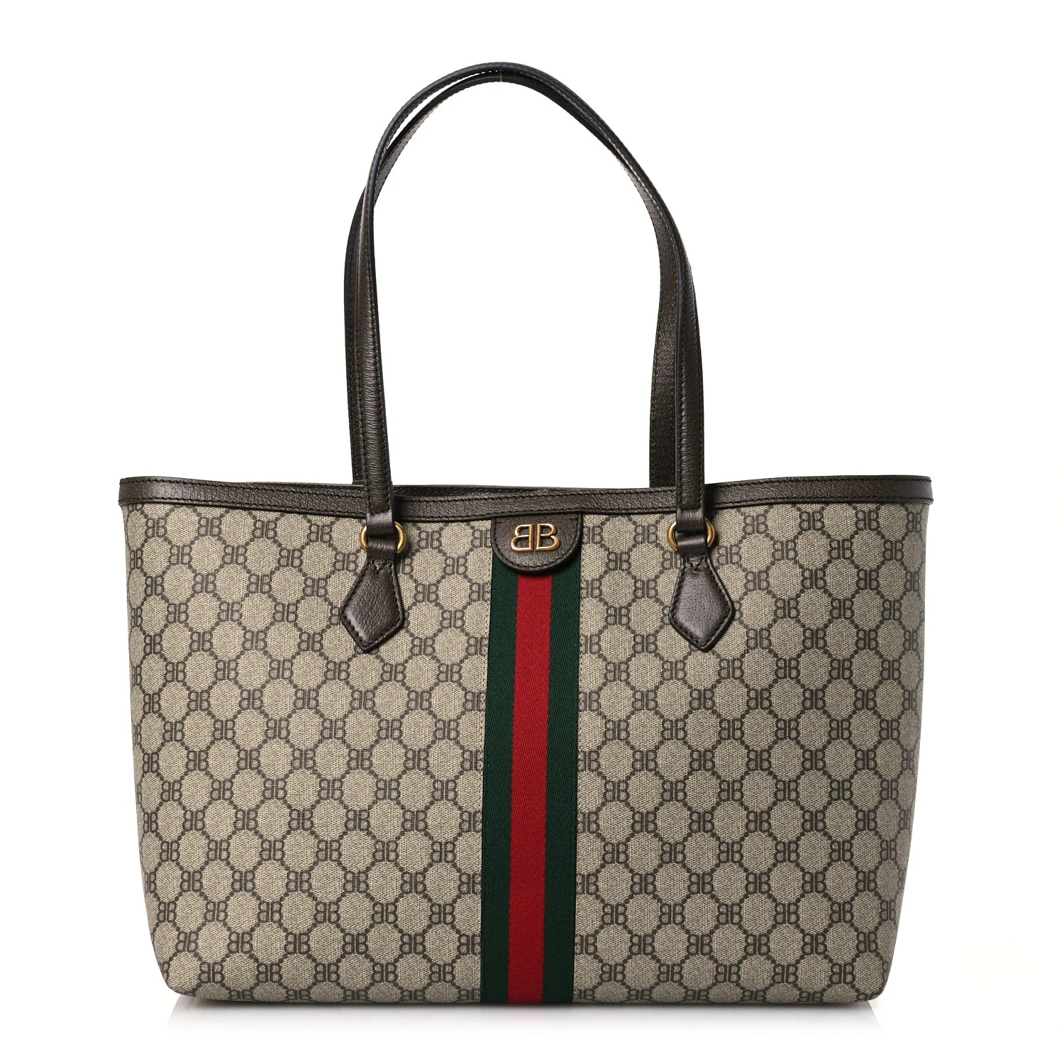 Gucci x Balenciaga collaboration tote featuring both brands' iconic elements