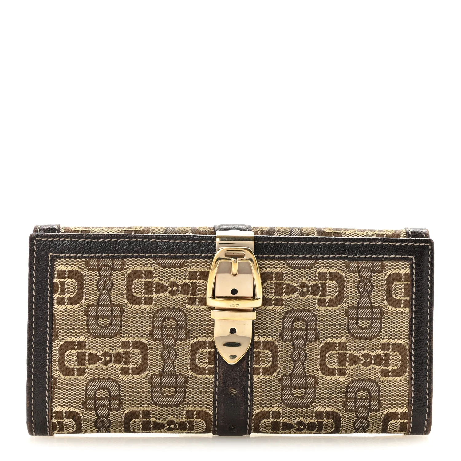 Gucci monogram continental wallet in brown leather